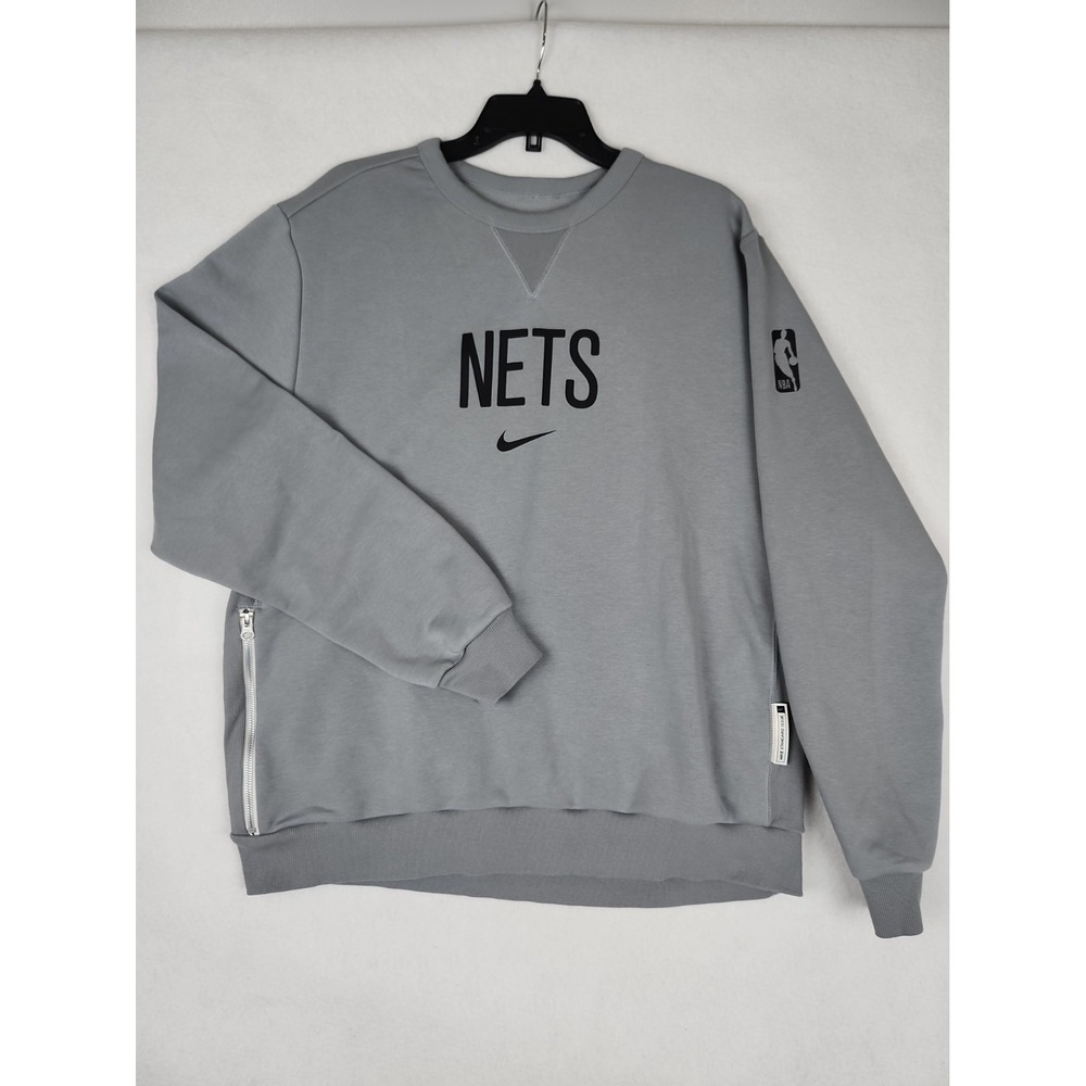 Nike Dri-Fit Sweatshirt Brooklyn Nets Basketball NBA Mens XL Grey Long Sleeve